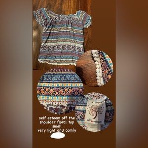 self esteem off the shoulder floral top
small